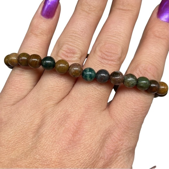6mm Ocean Jasper Stretch Bracelet Beads Beaded Crystal Stone Gemstone Boho - Picture 3 of 5